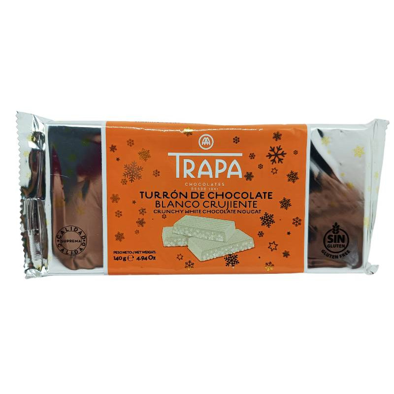 Comprar TURRÓN CHOCOLATE BLANCO CRUJIENTE TRAPA 140grs