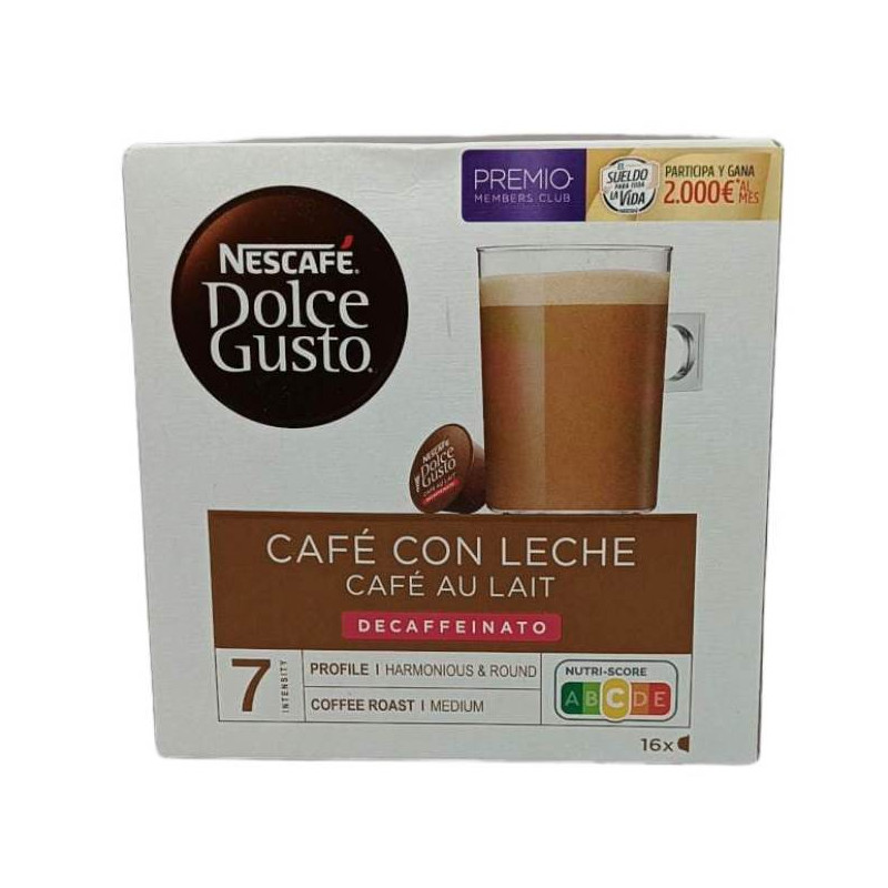 ▷ Comprar Capsulas Cafe con Leche Descafeinado dolce Gusto. 16 Unidades.  160 gr