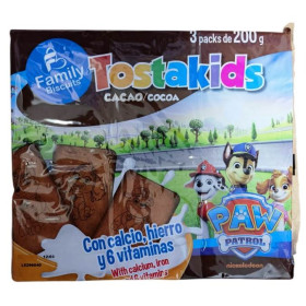 Galleta Tostakids Cacao. Pac-3 x 200grs