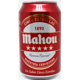 Cerveza Mahou 5 Estrellas Lata. 33cl