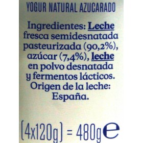 DANONE YOGUR NATURAL AZUCARADO 4X125GR - Básicos - Yogures - Lácteos y  quesos - Super Eko
